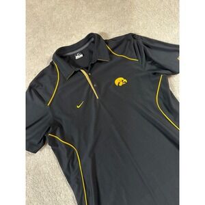 Iowa Hawkeyes Polo Shirt‎ Men XL Black Yellow Nike Team Dri Fit Performance Golf